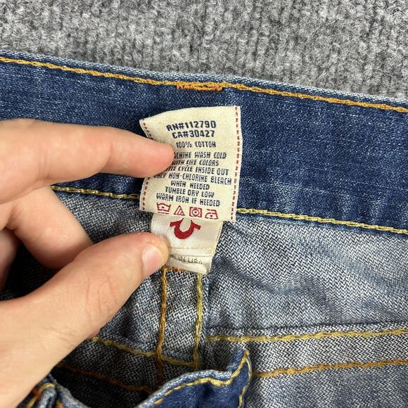 Vintage True Religion Jeans Womens 32 Blue Rainbow Joey Bootcut Y2k Made USA 90s - Picture 9 of 15